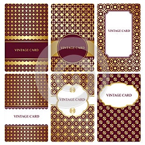 Set of gold business card templates.