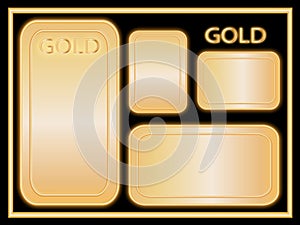 Set of gold buttons with a gold background