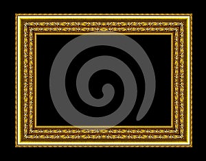 Set of gold frame isolated on black background, with clipping pa