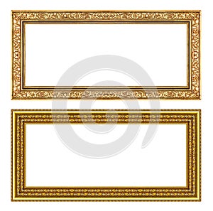 Set gold frame isolated on white background , clipping path