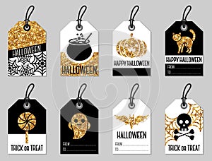 Set of Gold Halloween Gift Tags