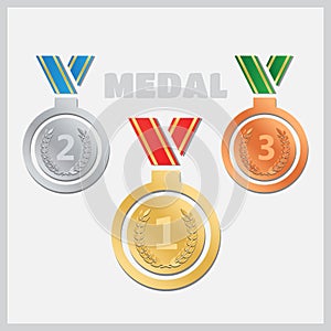 Set of gold medals, silver and bronze