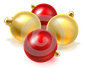 Gold and Red Christmas Bauble Balls Ornaments