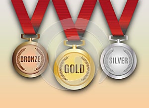 Set of gold, silver and bronze medals.vector