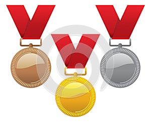 Set of gold, silver and bronze medals. vector