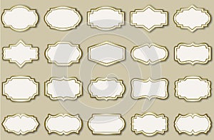 Set of gold vintage labels and frames