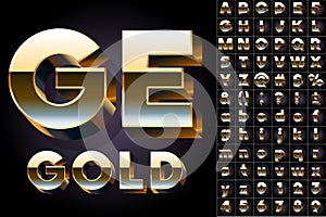 Set of golden 3D alphabet