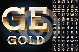 Set of golden 3D alphabet
