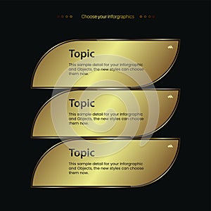 SET of golden Abstract business infographic, luxury option template gold, and premium Vector option illustration