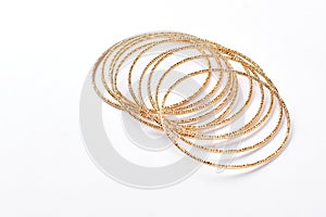 Set of golden adornment on white background.