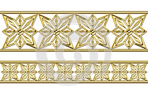 Set of golden borders on a white