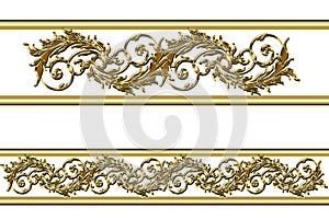 Set of golden borders on a white background