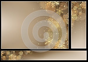 Set of Golden Christmas Backgrounds