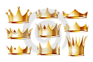 Set of golden crowns for king