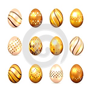 Set of Golden Easter Eggs