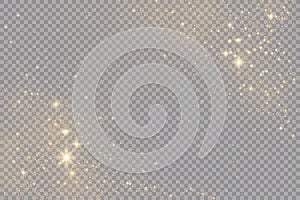 Set of golden glowing lights effects isolated on transparent background Sun flash with rays and spotlight Star burst with sparkles