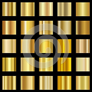 Set of golden gradient. Gold gradient collection. Vector.