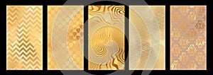 Set of golden metallic deluxe textures - aureate elegance graphic templates kit