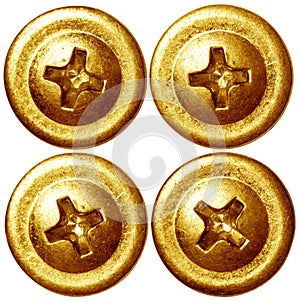 Set of golden nail heads