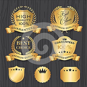 Set of Golden Premium Badges Label Template