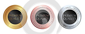 Set of golden, silver and rose gold colors sticker, label, badge, icon and logo. Premium quality products.