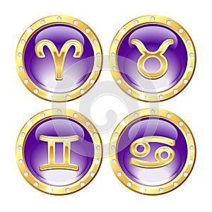 Set of the Golden Zodiac Signs