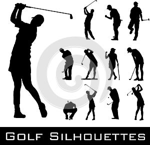 Set of golding silhouetted