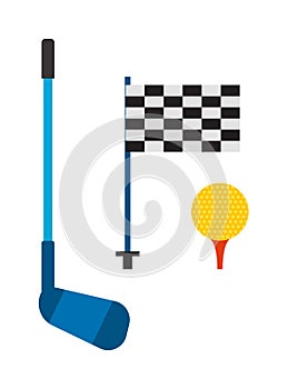 Set of golf club tee and ball sport leisure equipment vector illustration