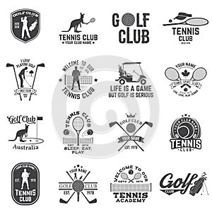 Set of Golf club, Tennis club concept