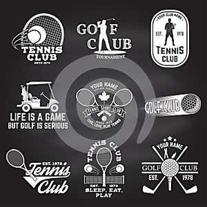 Set of Golf club, Tennis club concept. Vector illustration.