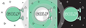 Set Golf sport club icon isolated on white and green, black background. Vector