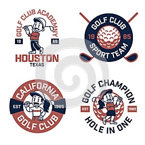 Set of Golf Sport Logo Mascot set in Vintage Retro Style