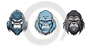 Set of gorilla logo design isolated on white background.