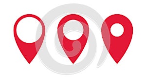 Set of GPS pointers. Red point icon. Vector illustration