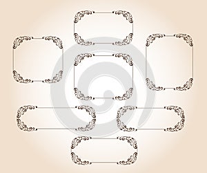 Set graceful antique frames.Vector illustration.
