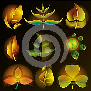 Set of gradien foliage.