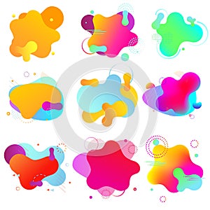 Set of gradient fluid shapes isolated on white. Colorful vibrant spots, backgrounds. abstract banner templates