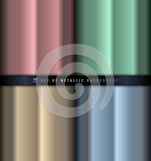 Set of gradient pink, green, blue and gold metallic background and texture