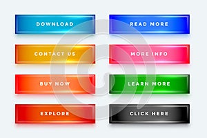 set of gradient web button sign with shiny light effect