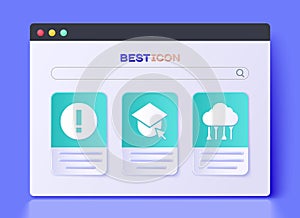 Set Graduation cap on globe, Information and Network cloud connection icon. Vector