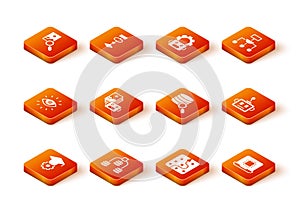 Set Graduation cap, Server, Data, Artificial intelligence AI, robot, Neural network, Processor CPU and icon. Vector