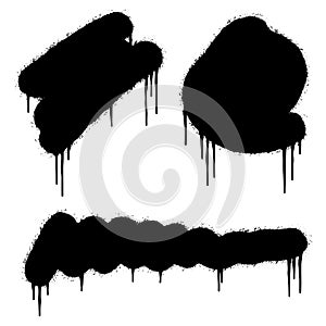 Set of graffiti Spray painted lines and grunge dots isolated on white background. vector illustration