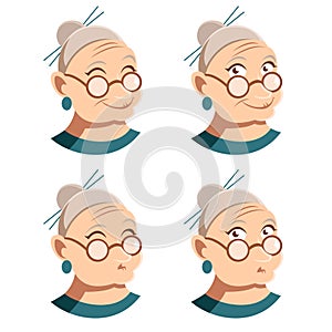 Set of grandmother face icons