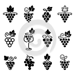 Set of grapes logos and icons isolated on white backgroundÑŽ