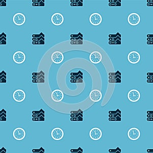 Set Graph, chart, diagram and Clock on seamless pattern. Vector