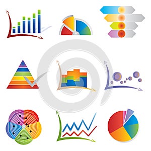 Set of Graph Icons - Diagrams and Charts - Rainbow Colors