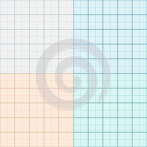 A set of graph paper in four colors. Plotting paper. Vector