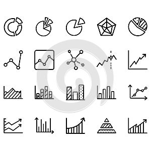 Set of Graph Related Vector Line Icons.
