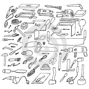 Set of graphic drawings different tools