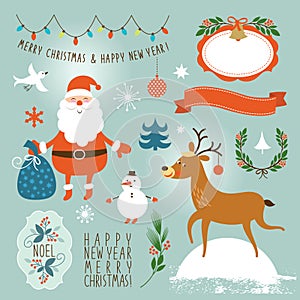 Set of graphic elements, Christmas and New Year